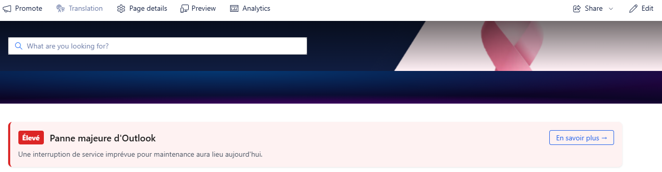 French banner showing Élevé severity on French homepage in context