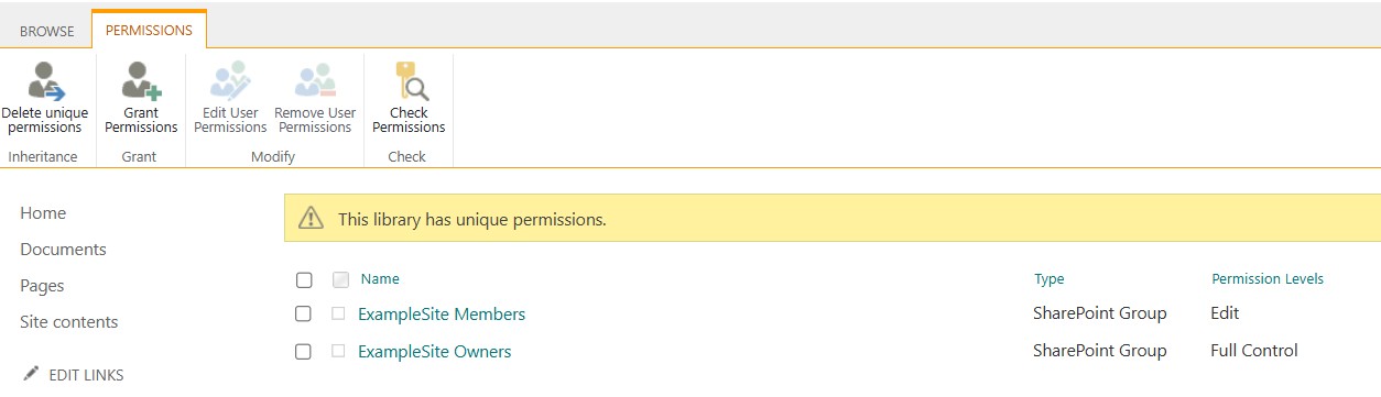 Interfaz de 'Administrar acceso' de SharePoint mostrando la opción 'Dejar de heredar permisos'